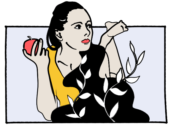 femme mange pomme